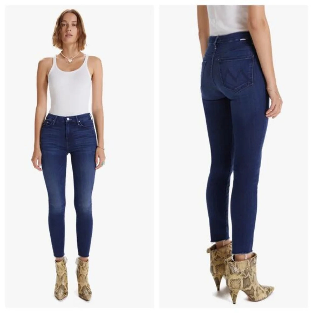 Mother High Waisted Looker Ankle Fray Tongue and Chic